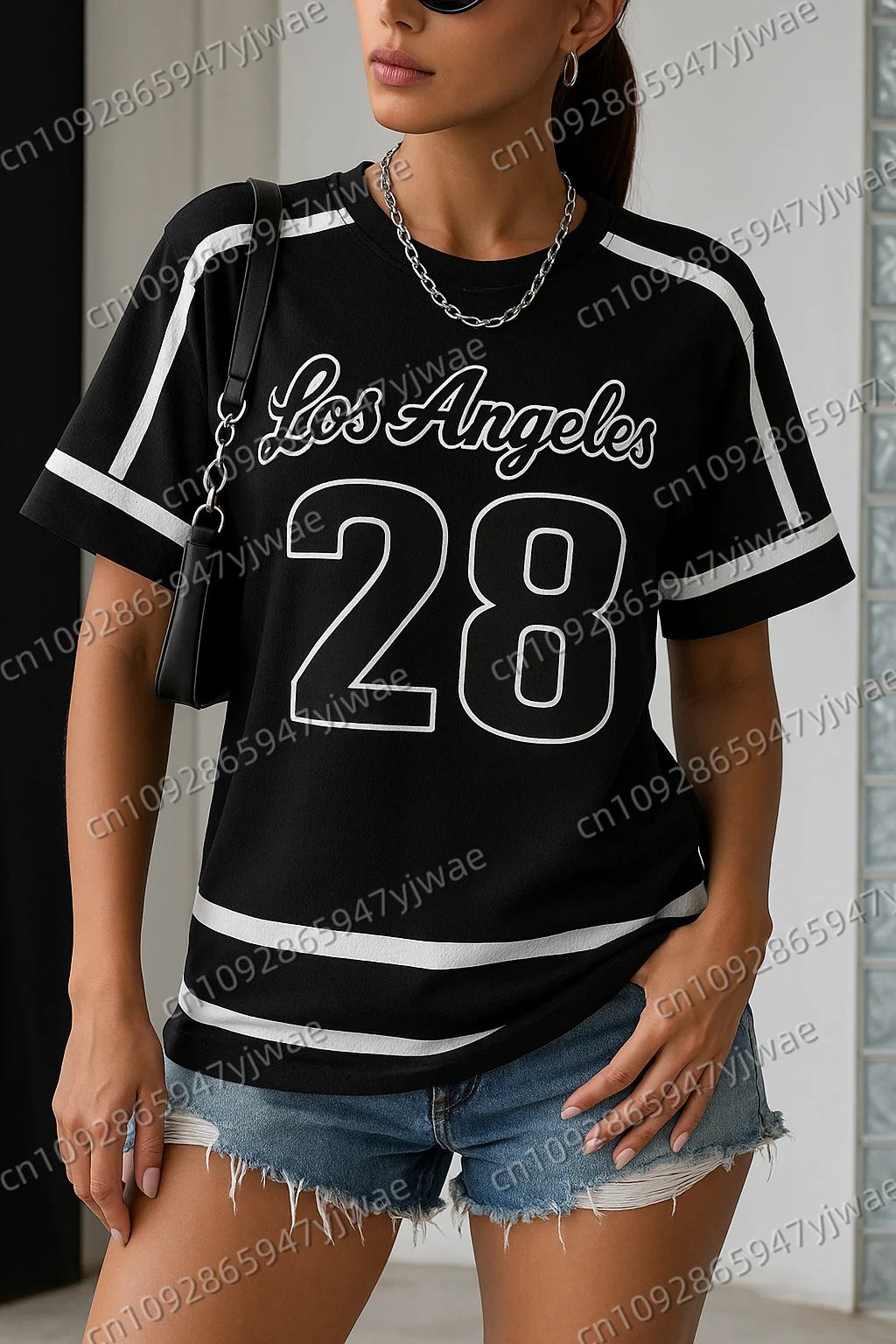 

Women's Los Angeles Print Round Neck Short Sleeve Tops T-Shirt Summer Graphic Tee Baseball Jerseys Plus Size Men's Sport T-Shirt