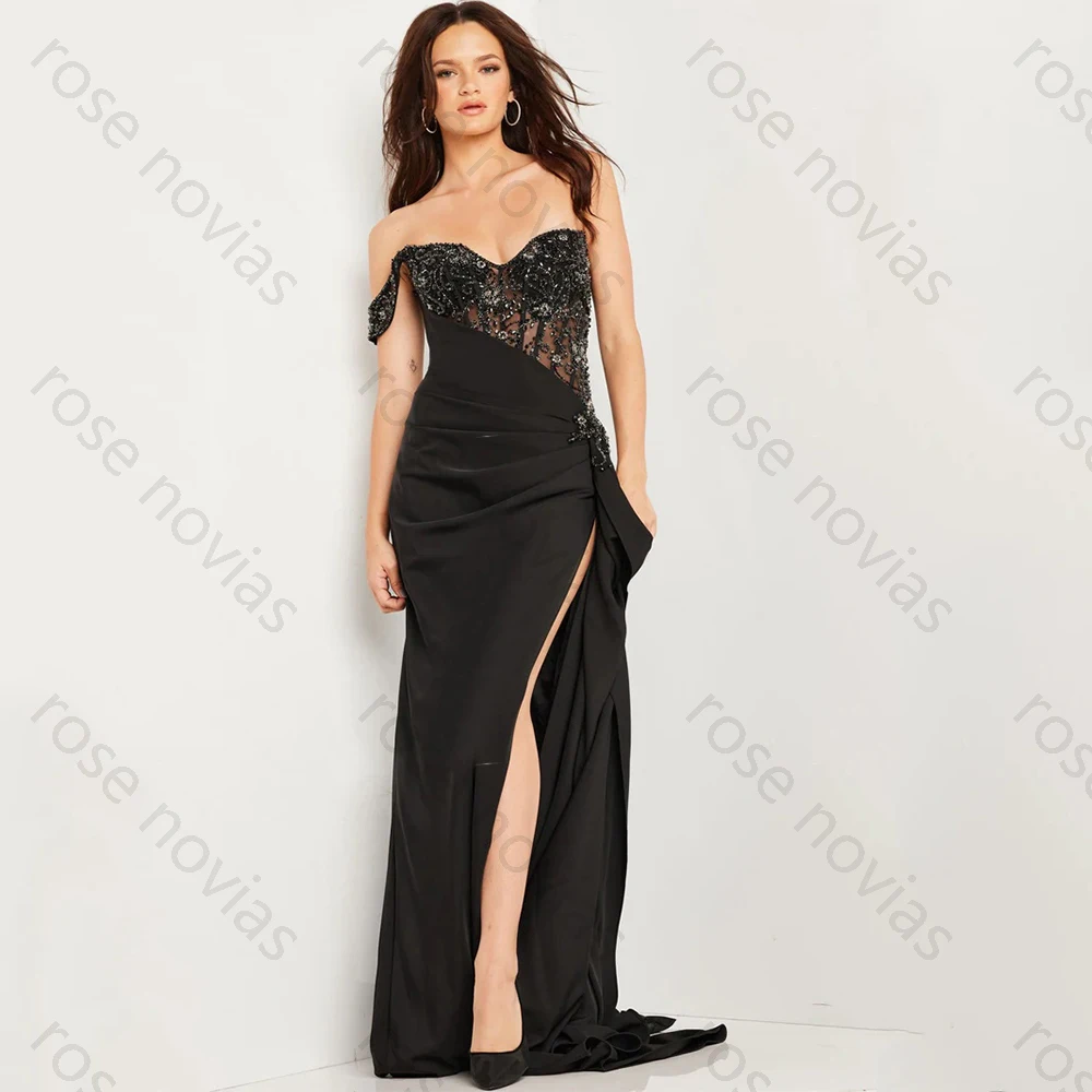 High Quality Classic Evening Dresses Jersey for Floor-Length Sweetheart Prom Dress Lace Beading Vestidos De Fiesta Customized