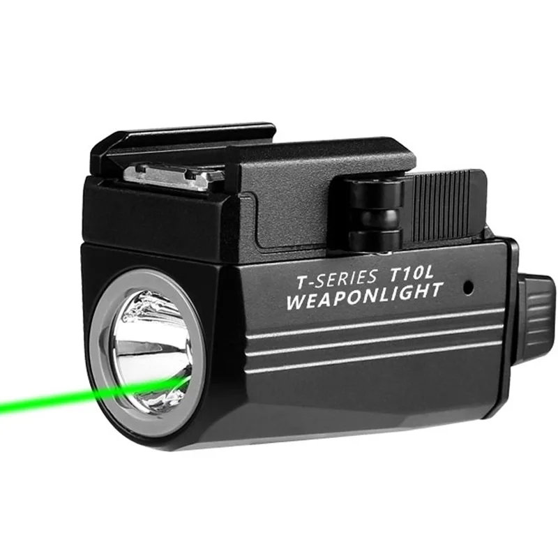 JETbeam T10L Rechargeable Tactical Pistol Light 600Lumens With 520nm Green Laser Flashlight Weaponlight Quick Attach