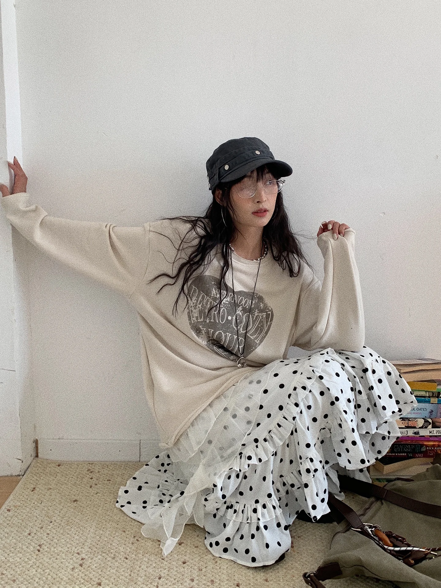 

Худи Soloki в корейском стиле, повседневное, свободное, длинное, с принтом, мягкое, универсальное, женское, модное, весеннее, из хлопка...