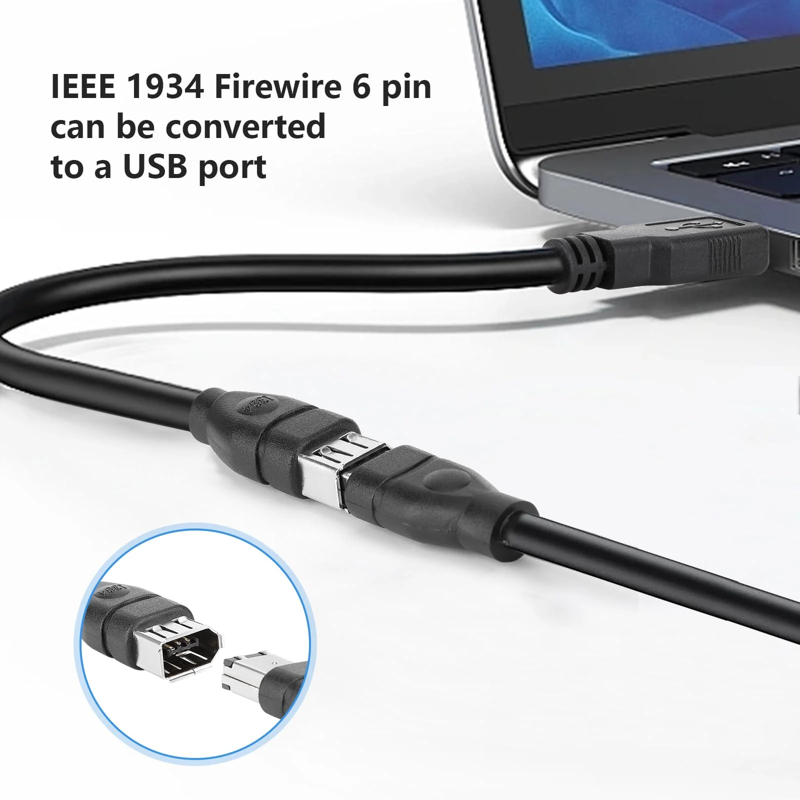 0.2 متر Firewire 6 دبوس إلى USB محول سلك النار IEEE 1394 6Pin أنثى إلى USB 2.0 كابل بيانات ذكر للكمبيوتر الشخصي كاميرا رقمية صناعية #2
