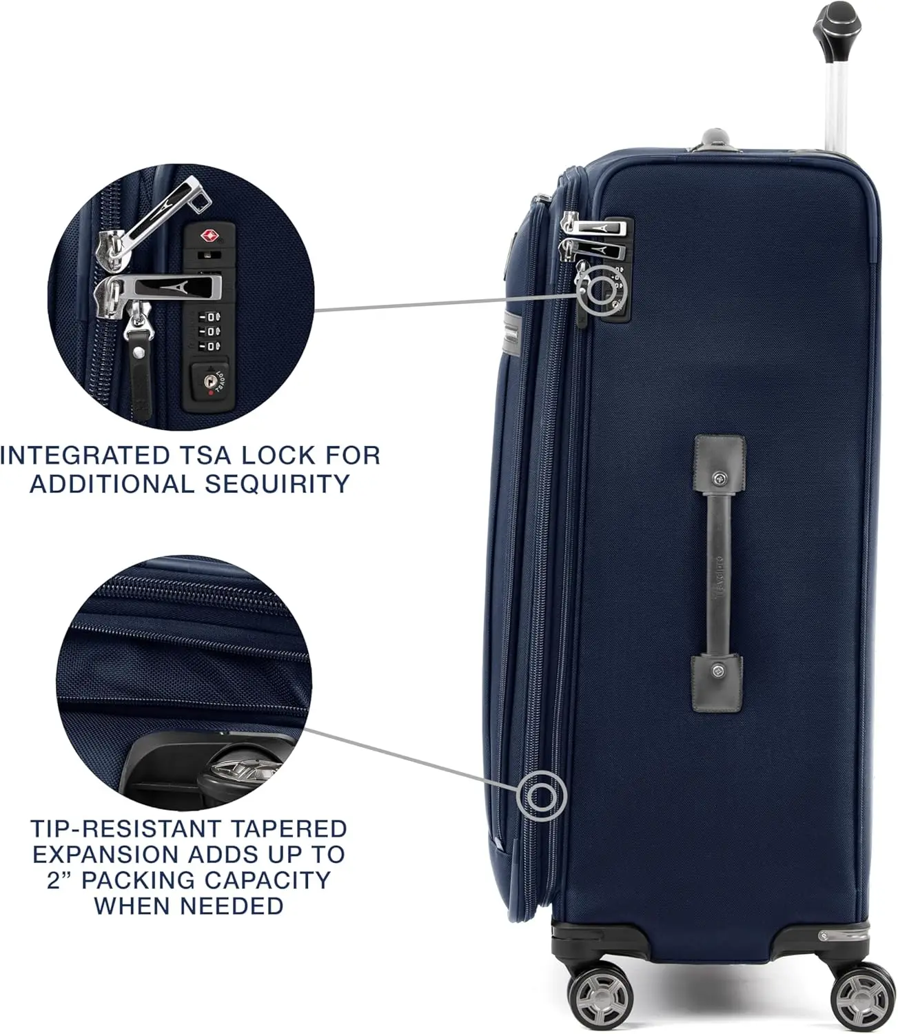 Travel pro platin elite softside erweiterbares aufgegebenes gepäck, 8 rad spinner großer koffer, tsa lock, männer und frauen, dunkel