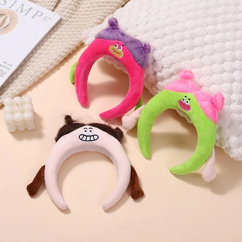 Diadema de esponja para el pelo para mujer y niña, accesorios para el cabello con diseño de dibujos animados, expresión divertida, muñeca de colores, novedad de 2024, 1 unidad