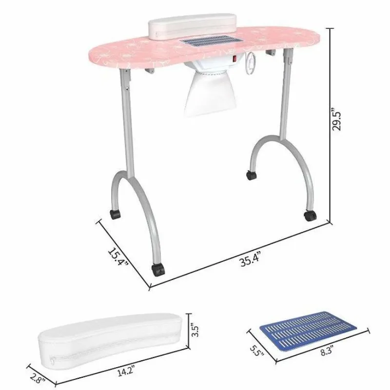 Portable folding manicure table, equipped with vacuum cleaner with hand rest, special workbench for door-to-door manicurist