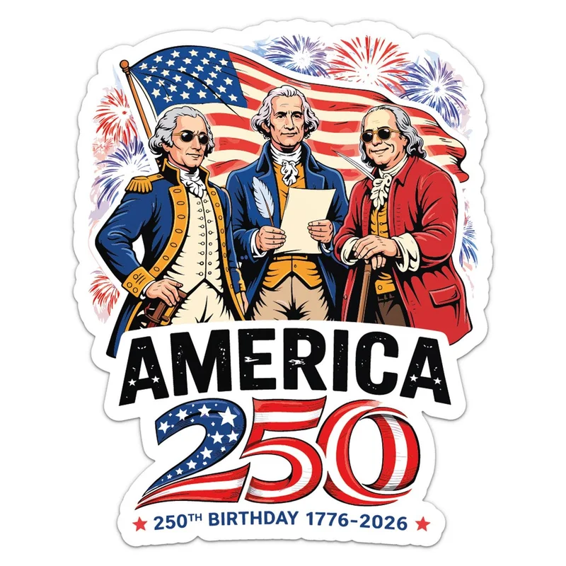 America 250th Birthday Vinyl Car Sticker Self Adhesive Decal for Car Body and Travel Bag Art Pattern Decoration