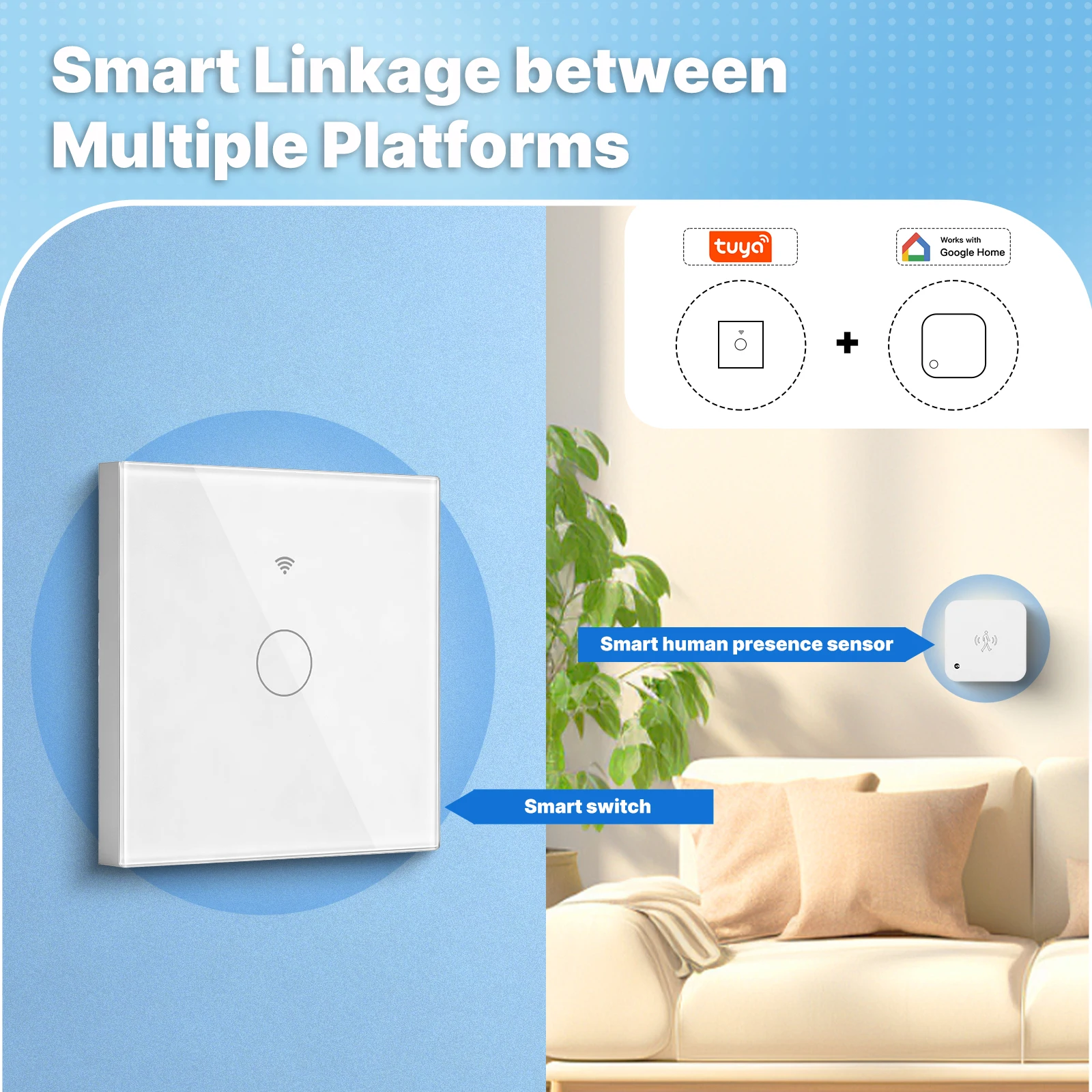 MOES Tuya Matter WiFi  Smart Light Glass Touch Switch Neutral Wire Optional Work with Alexa Google Homekit Apple Smartthings view 5