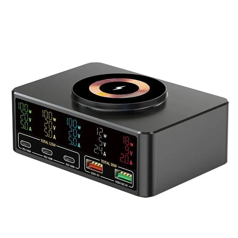 

Мощная быстрая зарядка 140 Вт Pd, новое многопортовое USB-зарядное устройство, функция беспроводной зарядки, настольная зарядная станция, 2 А для ноутбуков