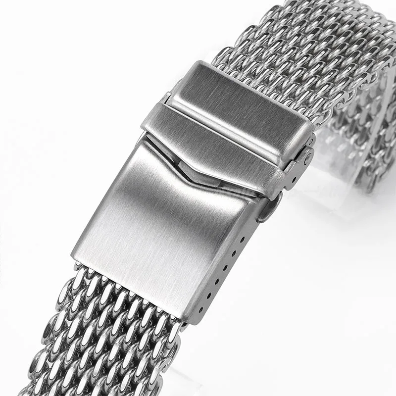 18/20/22mm Steel Shark Mesh Strap for Omega 007 Seamaster Watch 4.0mm Milanese Watch Bracelet Band Weaving Solid Folding Buckle