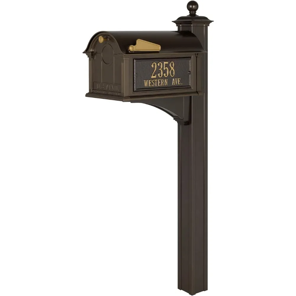 Balmoral Side Plaques Mailbox Post Package - Quick-Ship-Bronze