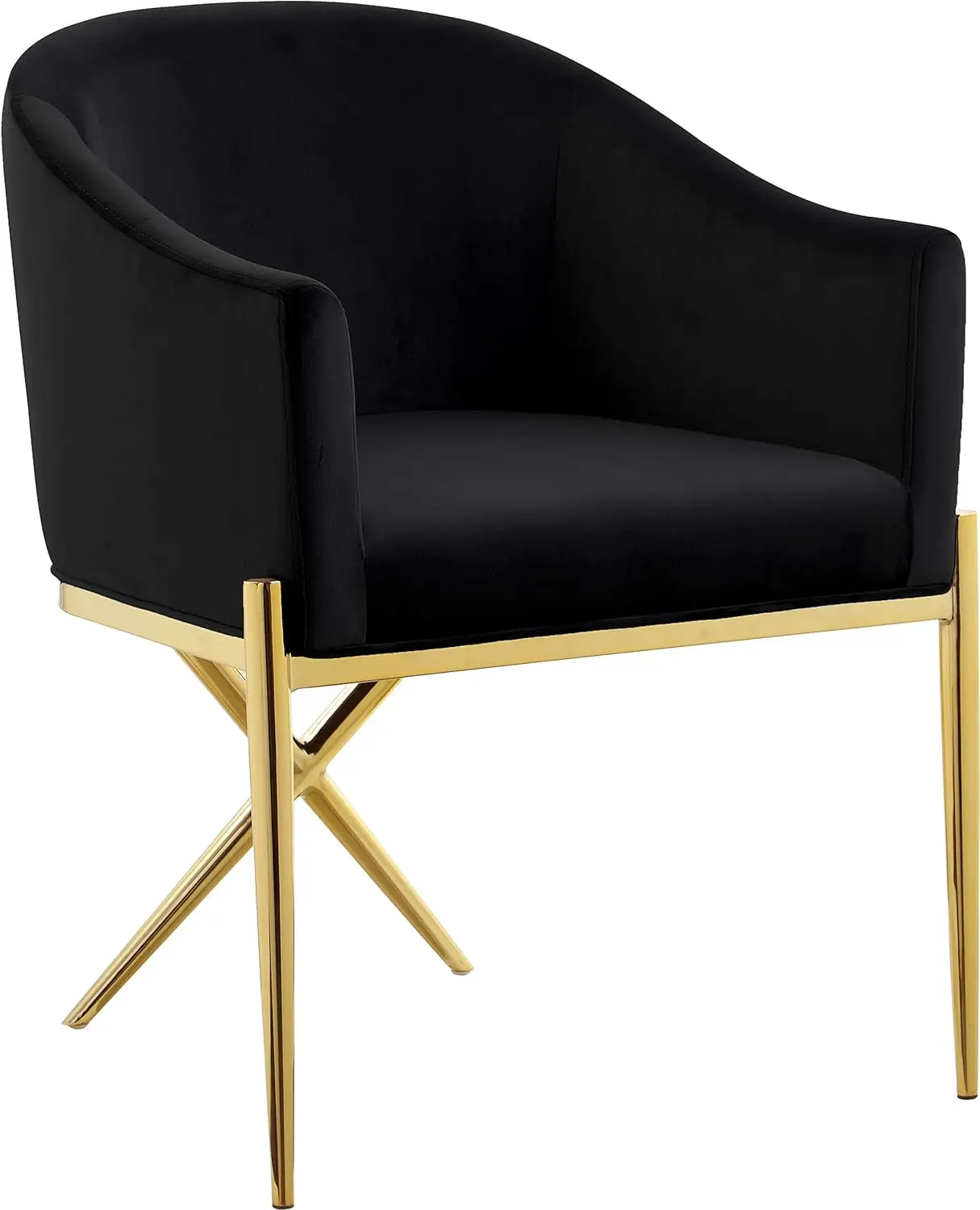 Meridian Furniture Xavier Collection Modern | Contemporary Velvet Upholstered Dining Chair With Sturdy Steel X Shaped Legs,