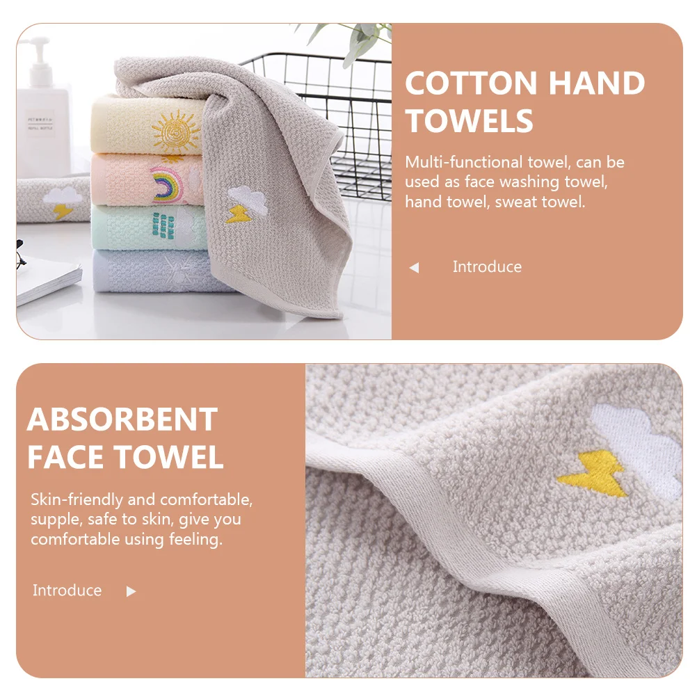 

5Pcs Children Washcloths Cotton Towels for Kids Absorbent Face Towel Hand Washing Cloth Skin-Friendly Portable Home Travel