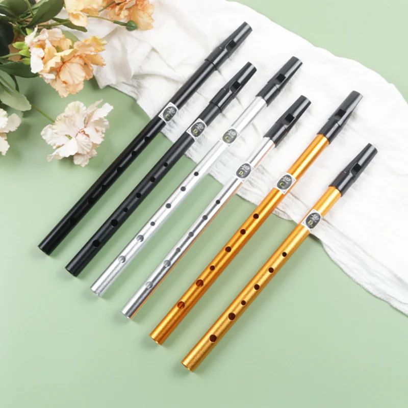 C/D Key Irish Whistle Flute Authentic Tin Penny Whistle with 6 Holes Clear Bright Sound Traditional Irish Musical Instrument