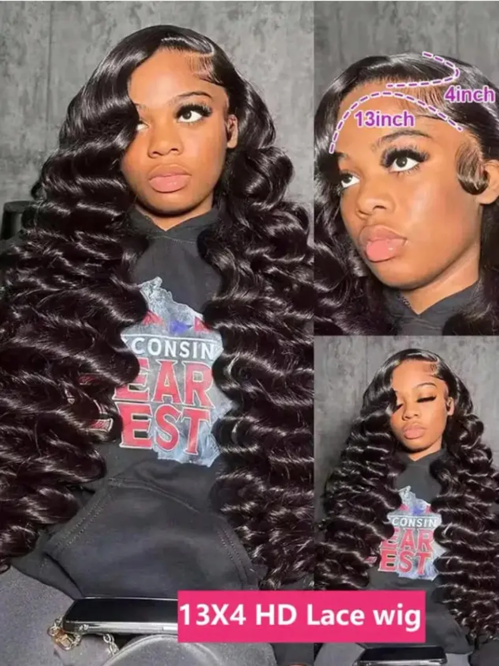 28 30 Inch HD Loose Deep Wave 13x4 Lace Front Glueless Wigs Brazilian Curly Water Wavy  Lace Frontal Wigs For Women 200Denstiy