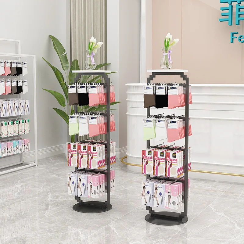 Sock rack display rack, store floor-standing island rack, underwear and stockings boxed display rack, multifunctional