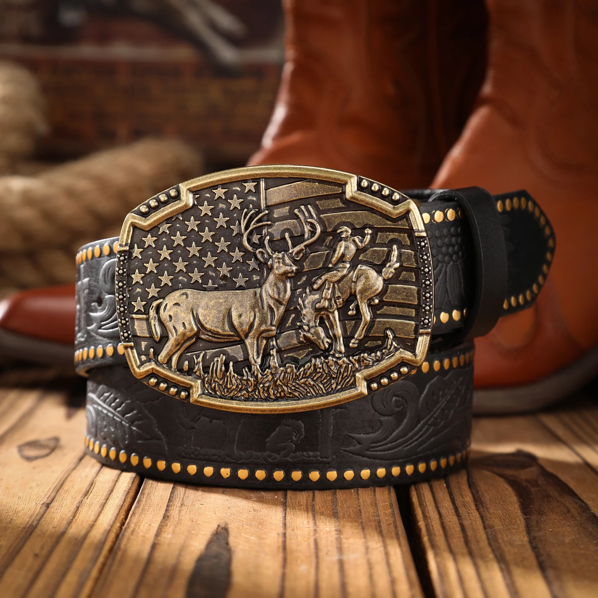 1pc PU Belt Suitable for Both Men and Women, Combining the Style of Western Denim and Retro, Is Perfect for Daily Casual Outings