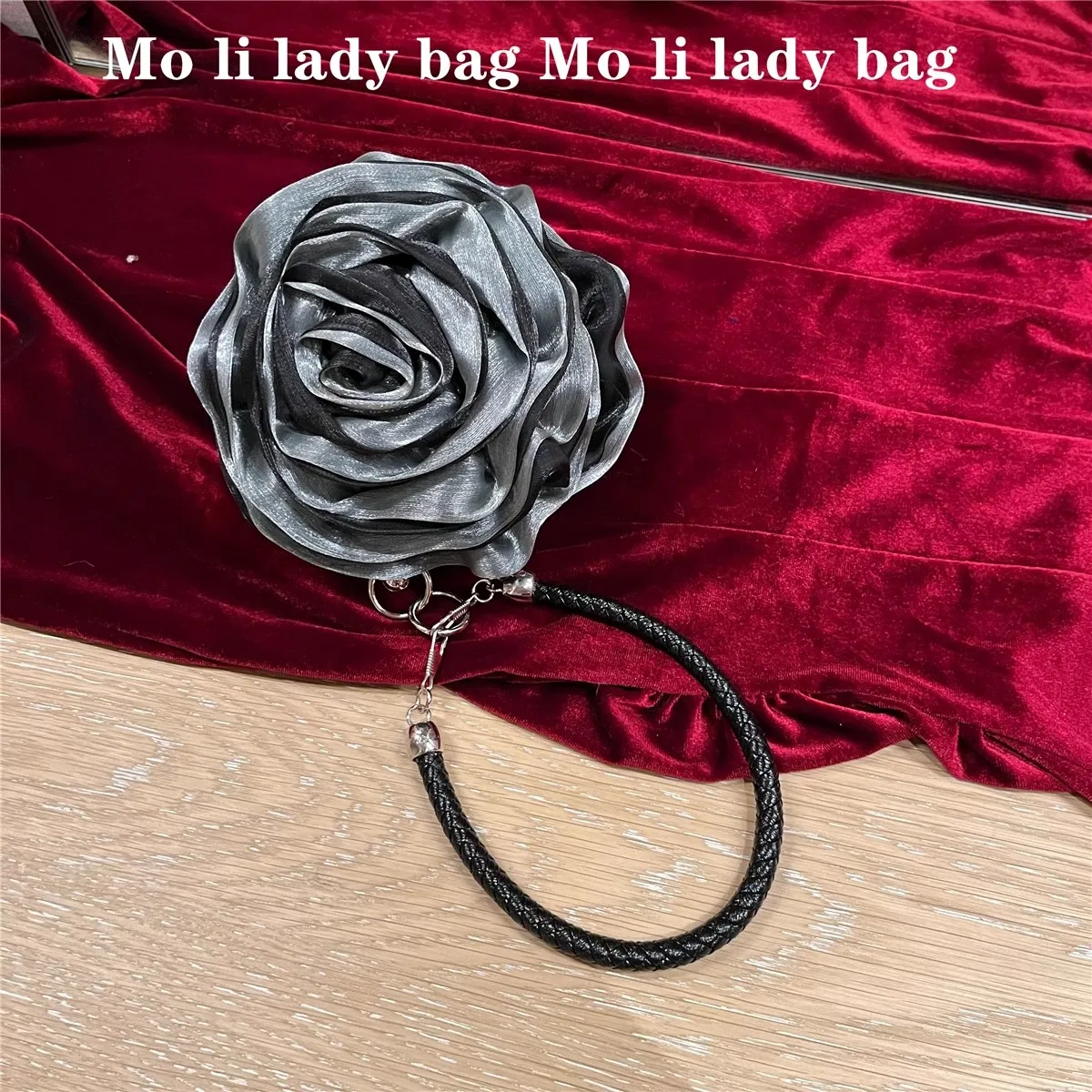 

Luxury Satin Rose Flower Clutch Purse For Wedding Party Fashion Solid Color Women's Handbag Luxury Evening Bag Shoulder Bag