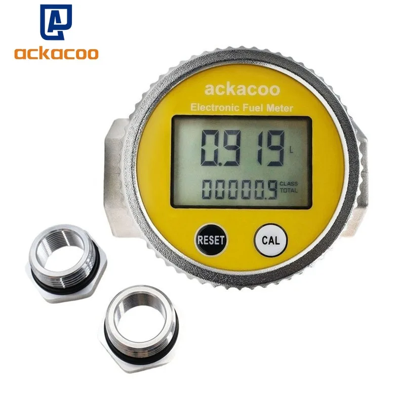 

NPT Thread Digital Turbine Flow Meter 1 Inch ±1% Accuracy Waterproof EMI Protection 2.4-26.4 GPM for Diesel Water Oil Liquids