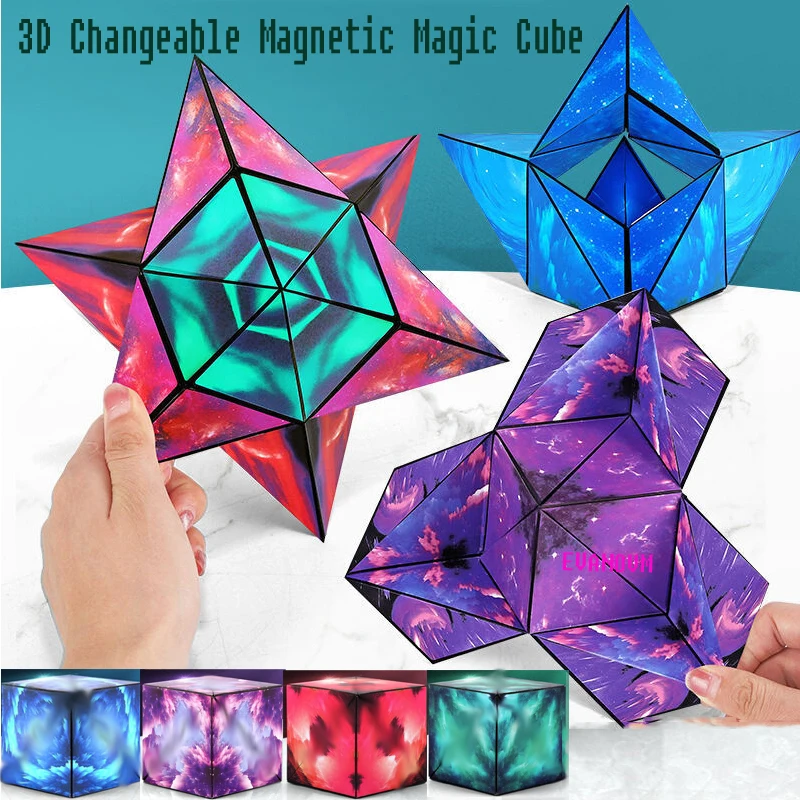 Zabawna geometryczna wymienna magiczna kostka magnetyczna 3D antystresowa ręcznie Flip Puzzle Cube kreatywne dzieci dorośli lęk zabawki Fidget