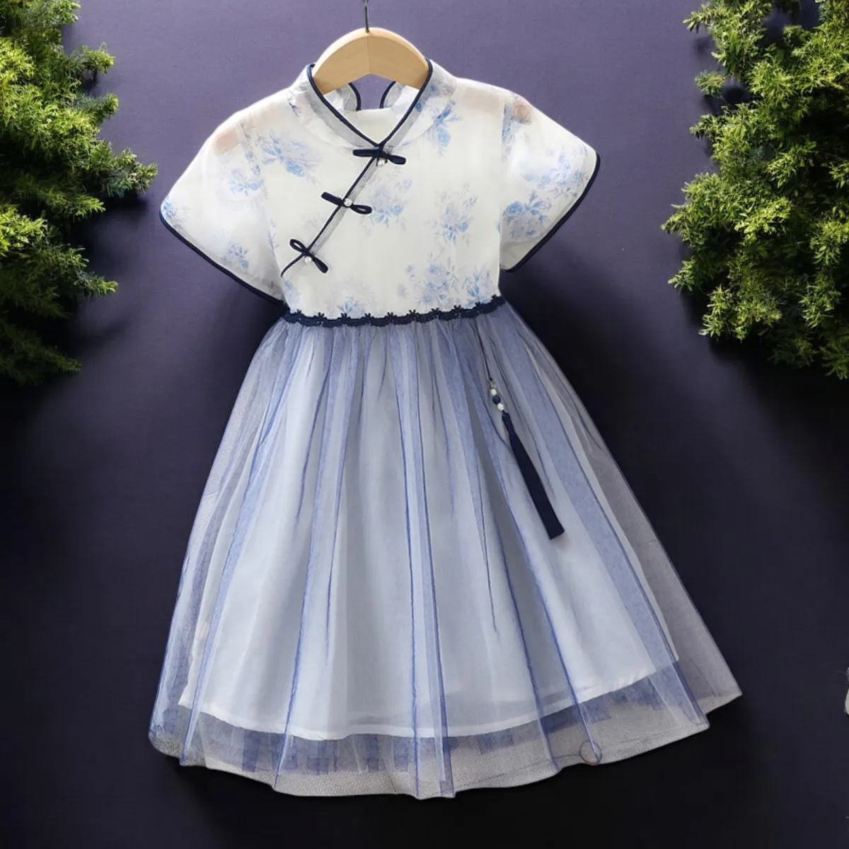 Baby Kids Bohemia Dresses for Girls Outfits Teens Party Chiffon Dress Summer Short Sleeve Children Princess Costumes 5 -13 Years