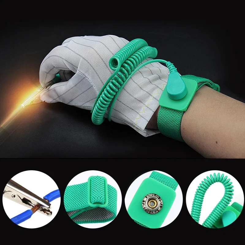 LAOA Anti Static Wrist Strap 1.8/2.4M Single Dual Loop ESD Grounding Bracelet with Safety Resistor for Electronics