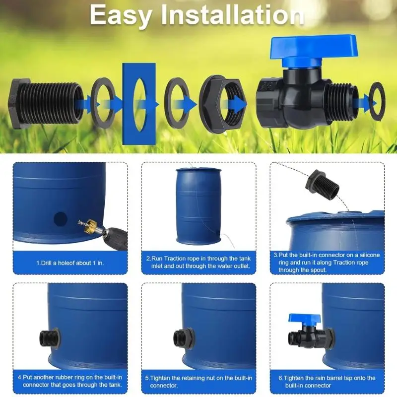 Wetterbeständiger Schlauchadapter mit Gewindeschlauchanschluss für Regenwassersammlung, Bewässerung und Gartenanwendungen D2RD – Detail 4