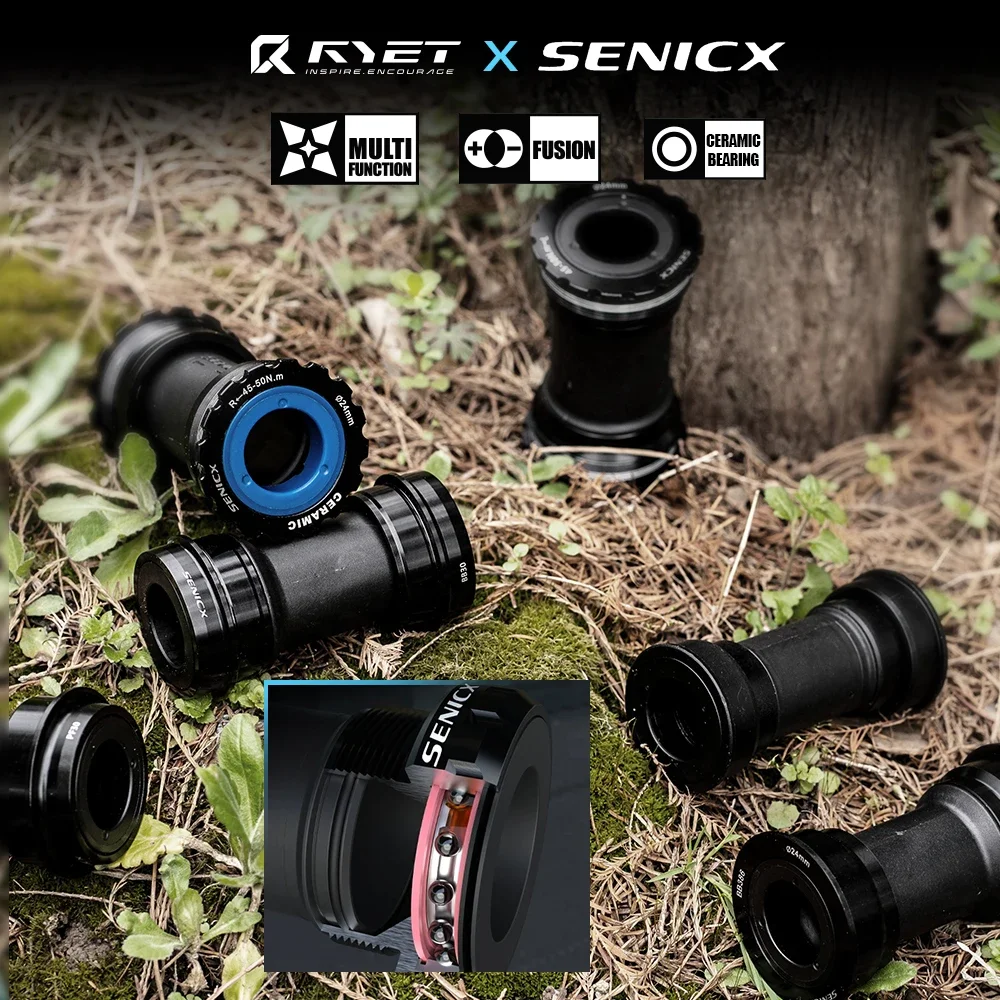 

RYET Senicx Ceramic Bottom Brackets BSA68/BB86/BB92/DUB/T47/PF30/BB30/BB386 BB For 24/29mm Spindle Press Fit/Threaded Bicycle BB