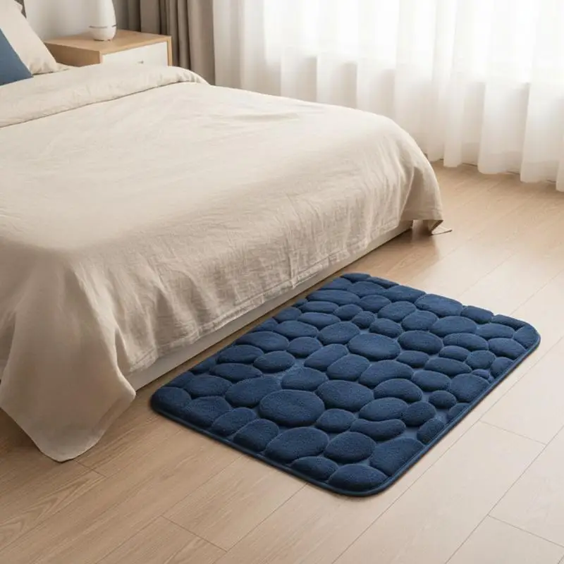 Cobblestone Embossed Bathroom Bath Mat Non-slip Carpets In Wash Basin Bathtub Side Floor Rug Shower Room Doormat Memory Foam Pa