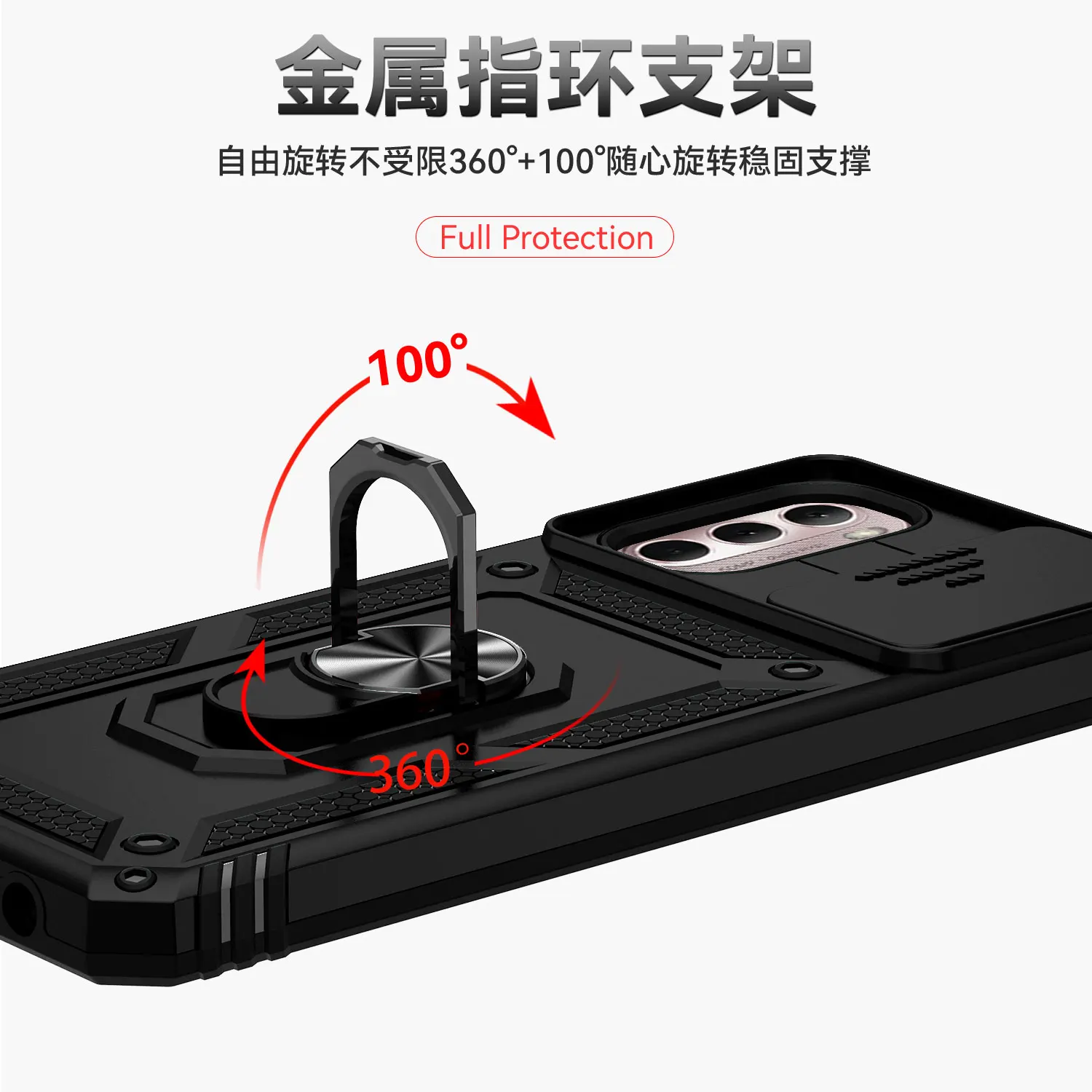 Armor Shockproof Case For Motorola Moto G Stylus 2022 4G 5G Slide Window Camera Lens Protection Metal Ring Holder Back Cover