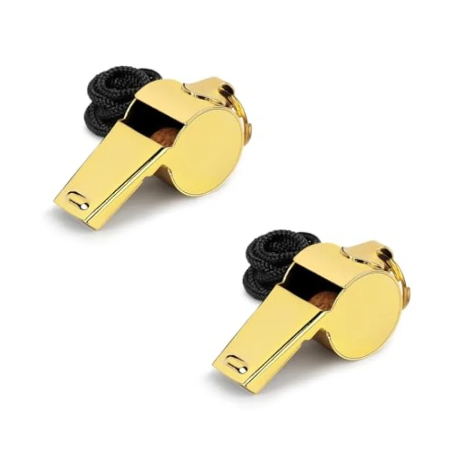 صفارة ذهبية مع حبل بصوت عالٍ وهش من الفولاذ المقاوم للصدأ، صفارة رياضية متينة، صفارات مدرب الحكم للقدم #1