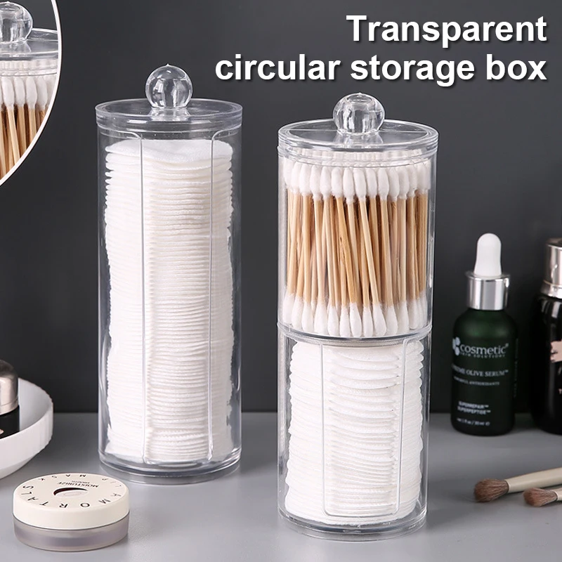 

Transparent Cotton Swab Makeup Pad Dispenser Storage Box Multifunctional Bathroom Cosmetics Storage Box Cotton Round Holders
