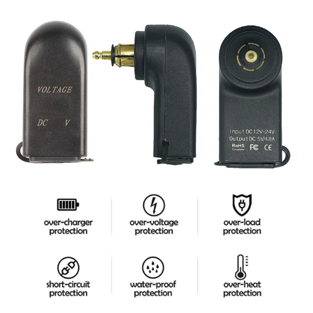 For BMW Motorcycle Dual USB Charger Power Adapter Hella DIN Socket For BMW GS1200 R1200GS Adventure R1250GS ADV F 850/750/650 GS