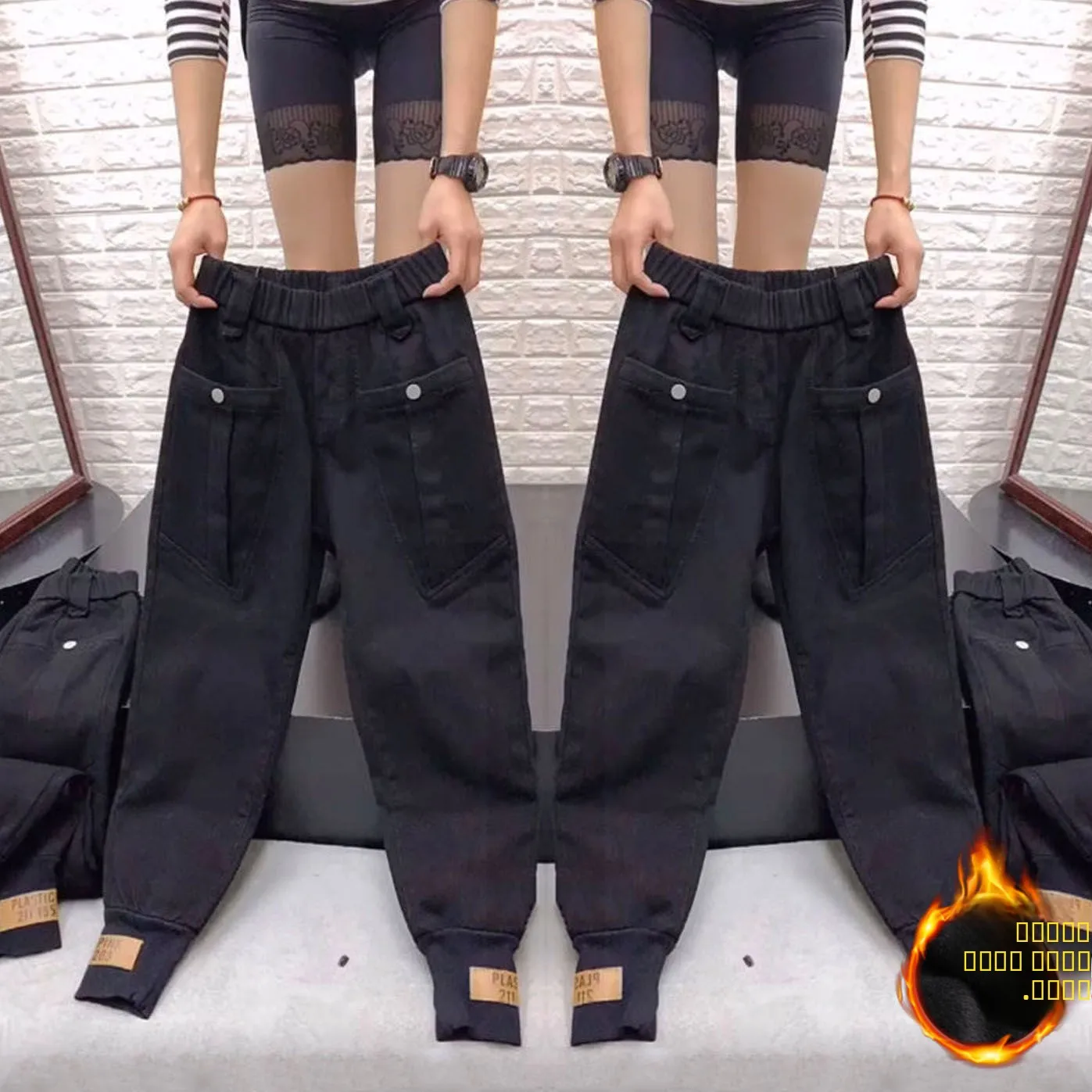 

Женские джинсы Thiened Fce, повседневные свободные джинсовые брюки Harlan, модные джинсы-«папины» для похудения, длинные брюки для повседневной носки