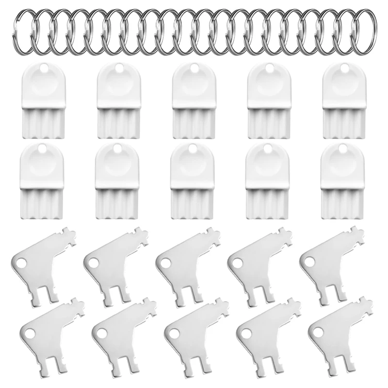 

20Pcs Paper Towel Dispenser Key, Plastic & Metal Toilet Paper Holder Dispenser Key Replacement With 20 Key Rings
