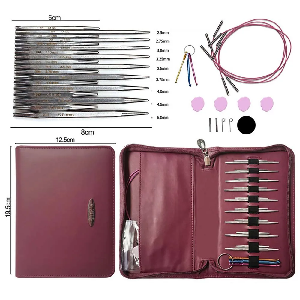 

9 пар сменных квадратных игл для вязания крючком 2,5-5 мм, набор игл для вязания из нержавеющей стали, стартовый набор инструментов для вязания крючком