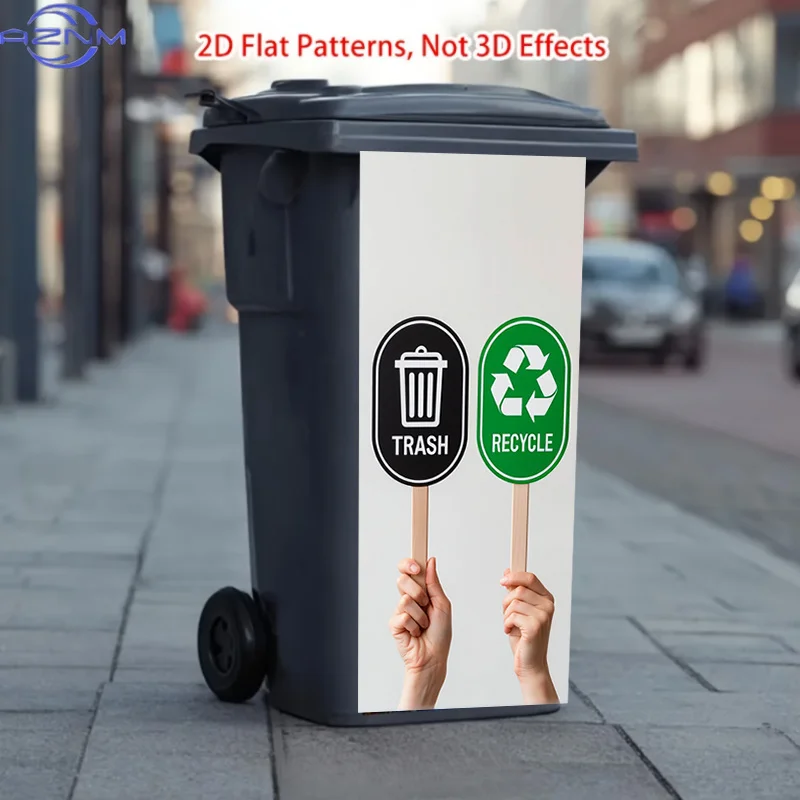 Trash Can Sticker Featuring a Waste Sorting Sign Pattern Design. This Matte-finish Sticker Is Suitable for Decorating Both Ind