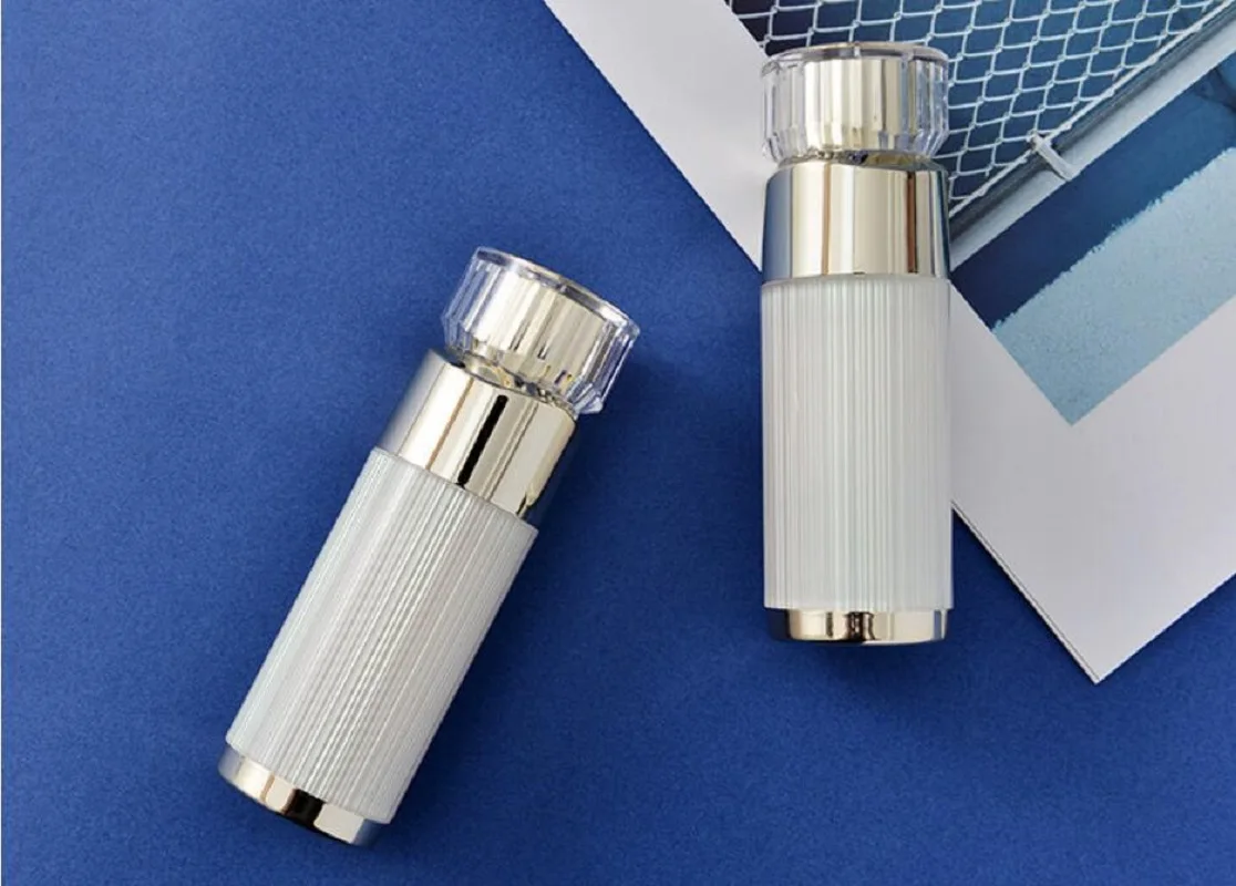 50MLdiamond shape gold airless acrylic bottle for serum/lotion/emulsion/foundation cosmetic packing plastic bottle
