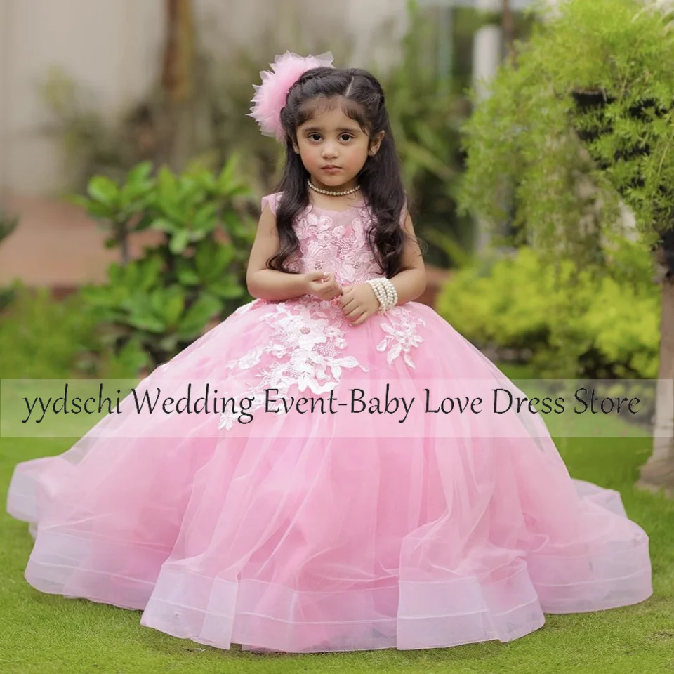 

Pink Flower Girl Dresses 2023 Girls Junior Bridesmaid Dress Puffy Party Dresses Formal Princess Gowns For Wedding Party Tulle