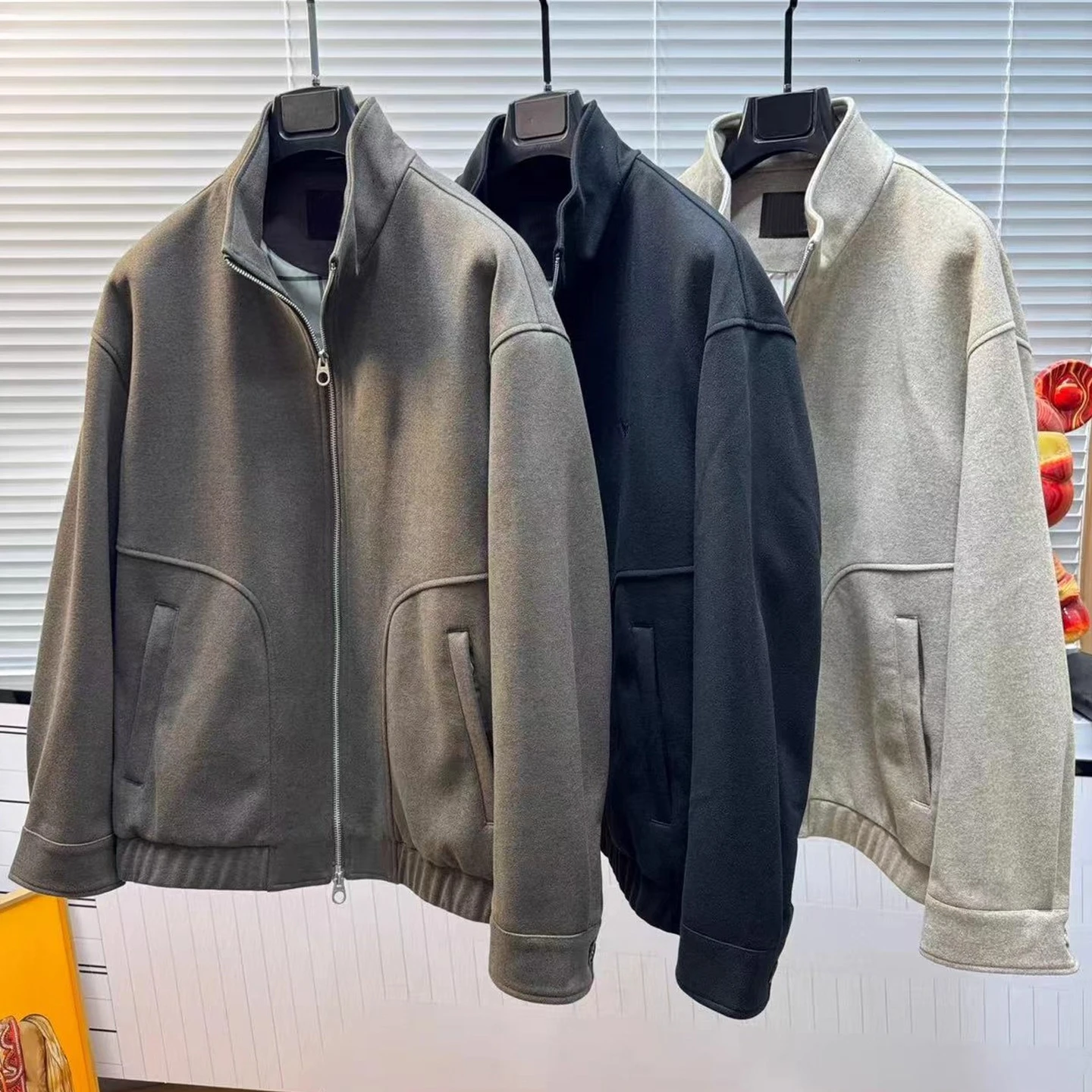 

LP 25aw embroidered silk-blend stand-up collar men's casual jacket