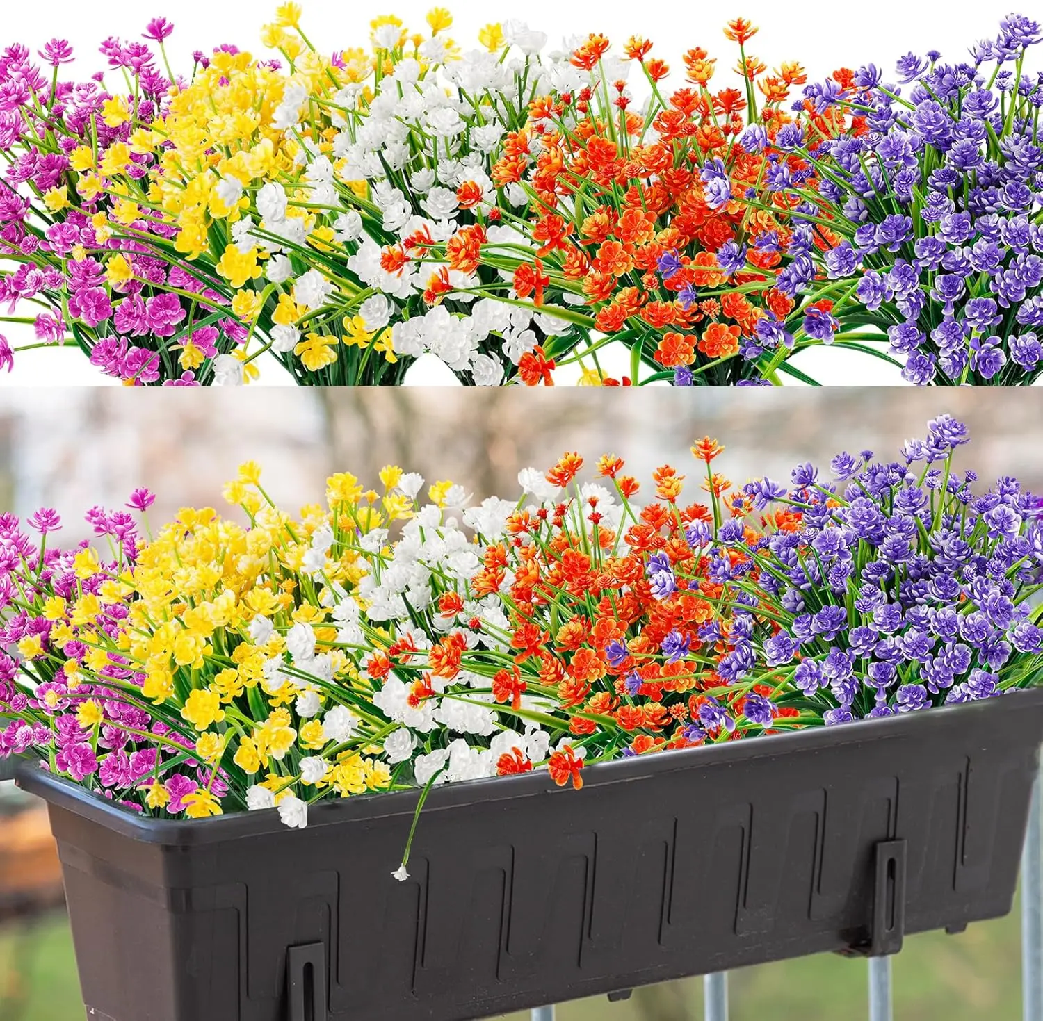 

24pcs Fake Artificial Flowers for Outdoor Decoration, UV Resistant Faux Plastic Cemetery Flowers for Grave, Fake Plants in Bulk