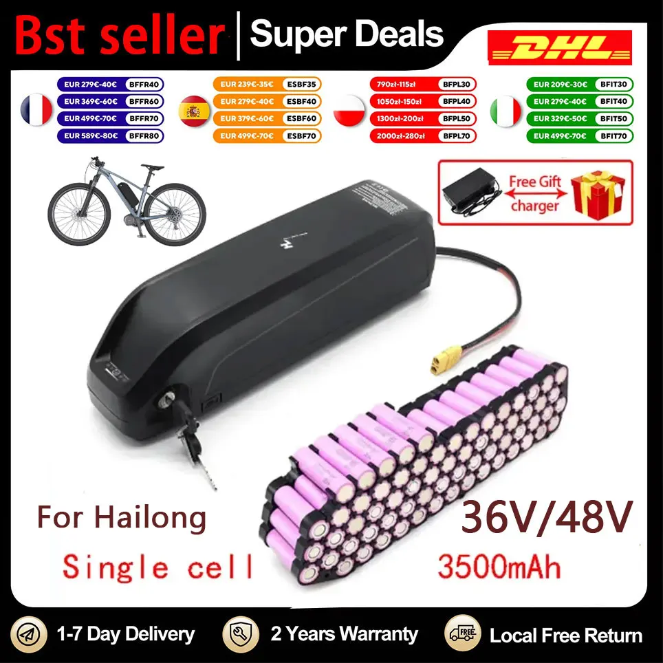 Hailong Elektroroller-Akku 36V 48V 20Ah-40Ah für 250W~1500W Motorrad/Fahrrad Wasserdichter Lithium-Akku + Ladegerät