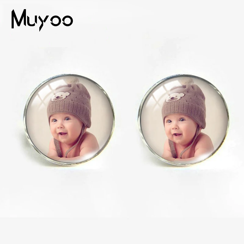 New Custom Photo Glass Cabochon Round Mens Cufflinks Personalized Picture 16mm Handmade Jewelry Cufflinks OMG