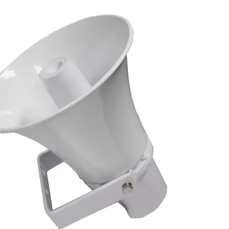 Aluminum Alloy Outdoor Waterproof White Horn Speaker 30W with Matching Stainless Steel Installation Bracket Cover 100m