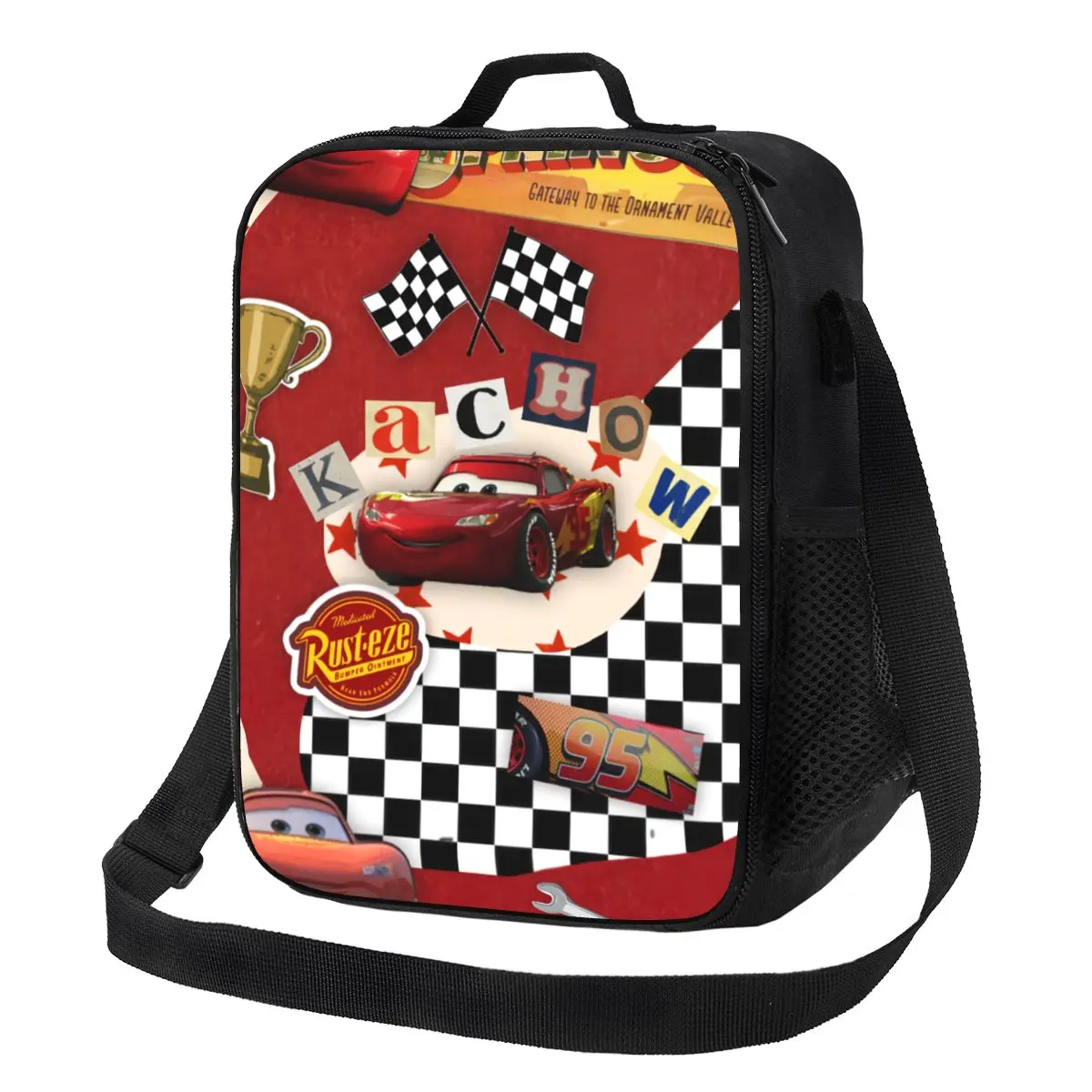 Custom Racer Lightning McQueen Insulated Lunch Bag for Women Cartoon Cars Cooler Thermal Lunch Box Kids School Children