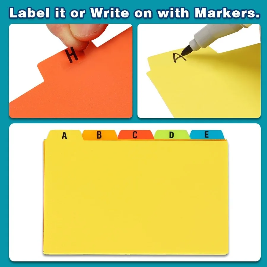 5x8 plastic indexkaartverdelers Zwaargewicht poly-indexkaartgeleiders AZ voor flashkaarten en receptenkaarten met alfabetische blanco