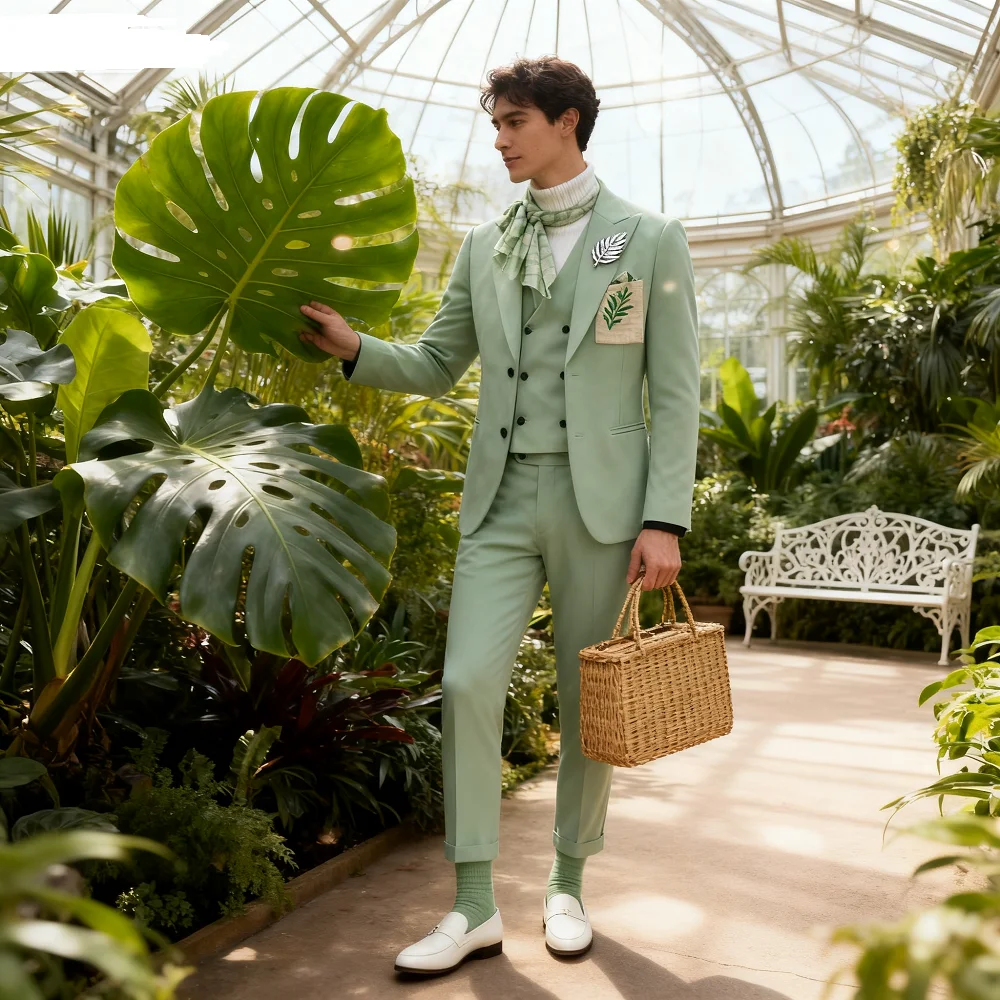 

Elegant Pink 3-Piece Slim Fit Men's Suits with Vest And Pants Wedding Groom Tuxedo Prom Formal Male Party Business Blazer Set