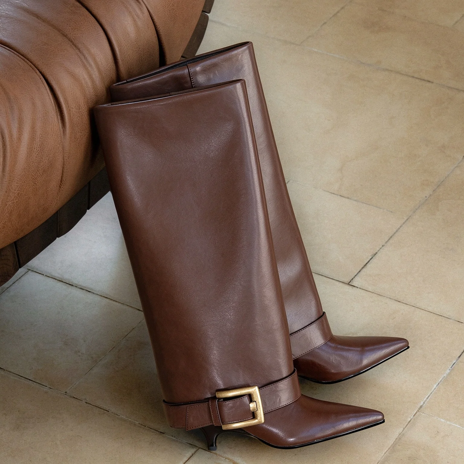 Sexy Fashion Autumn Winter Knee High Boots for Women New Pointed Toe High Heels Solid Color Patterns Nightclub Party Women Boots