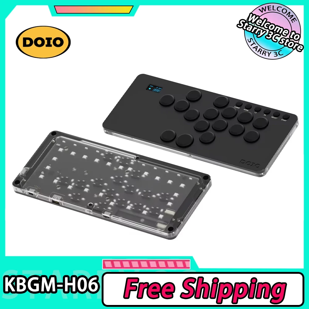 

DOIO KBGM-H06 Gaming Keyboard Aluminum Alloy HITBOX A4 Portable Support PS4 PS5 Portable Joystick Arcade PC Switch Steam SF KOF