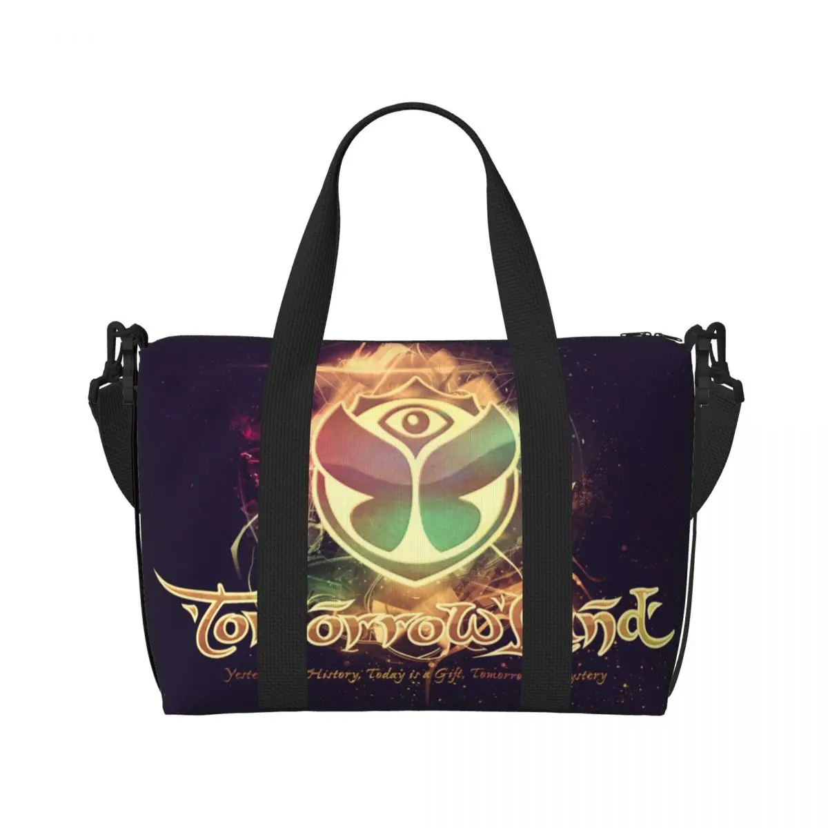 Custom Tomorrowland Flag Beach Tote Bag Women Big Compartment Gym Beach Travel Bags