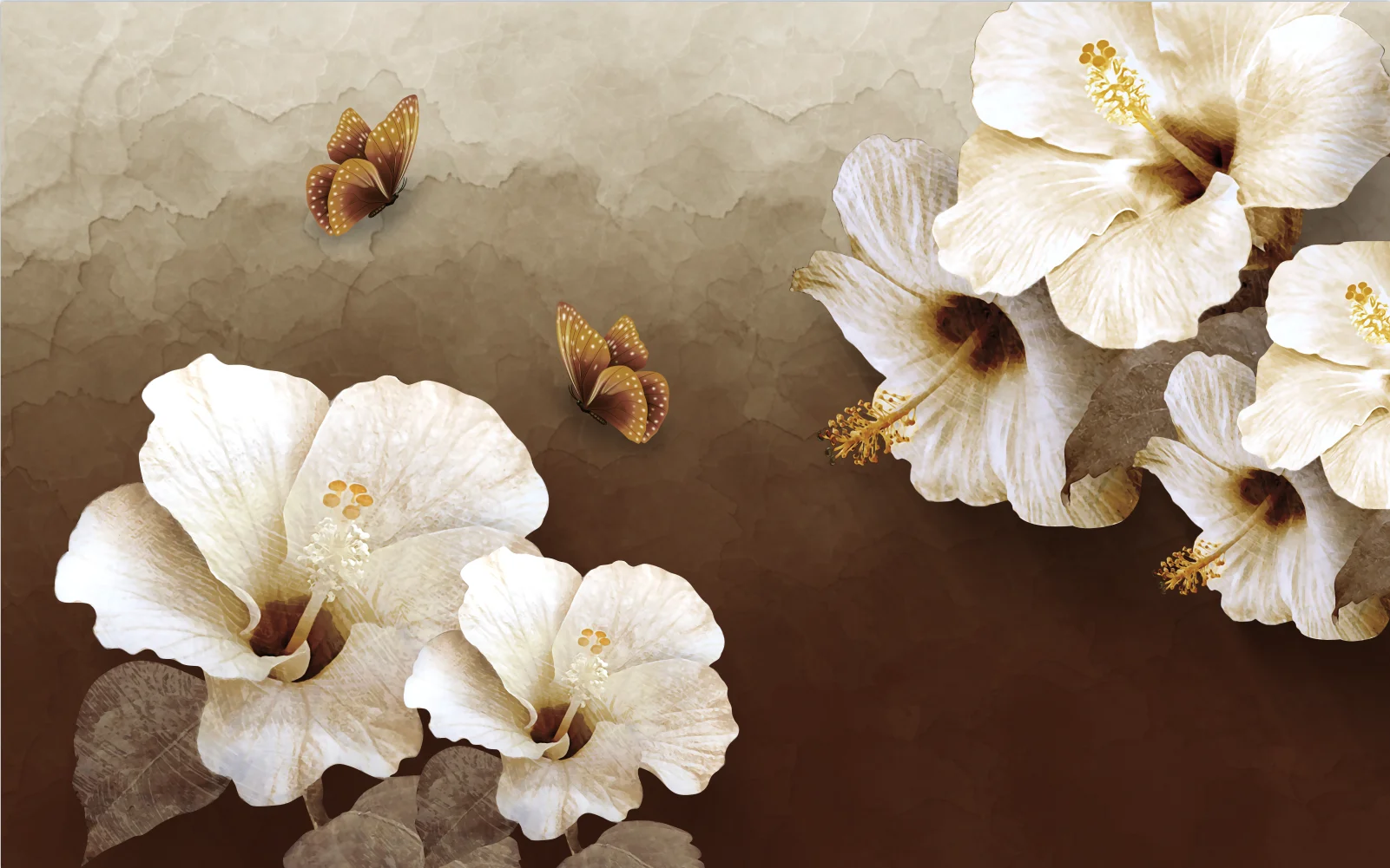 Customized Size Wallpaper Hand-Painted Flower Butterfly Wallpaper Home Decoration Peony Flowers Living Room Bedroom 3D Wallpaper