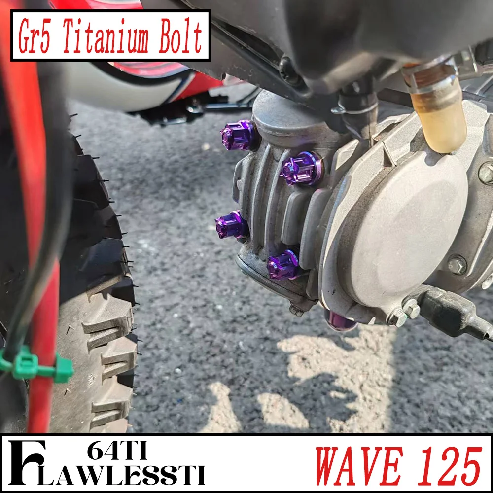 

FLAWLESSTI Gr5 Titanium Bodycover Bolt Cylinder Head Front Rear Axle Nut Side Stand Spring For Honda Wave 125I R S